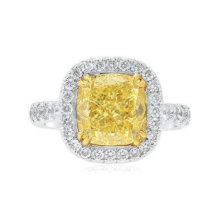 кольцо с большим желтым бриллиантом