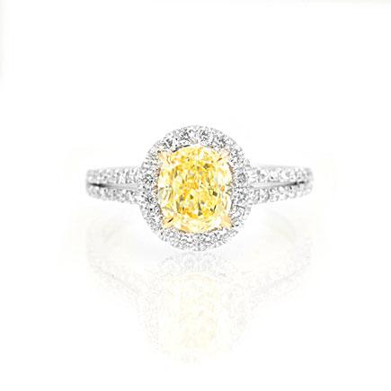 Кольцо с желтым бриллиантом овал фото