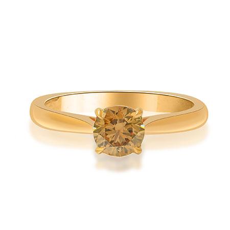 Кольцо из желтого золота с коричневым бриллиантом
