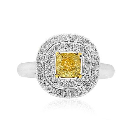 Кольцо с натуральным желтым бриллиантом