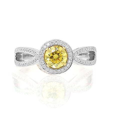 Кольцо с круглым желтым бриллиантом